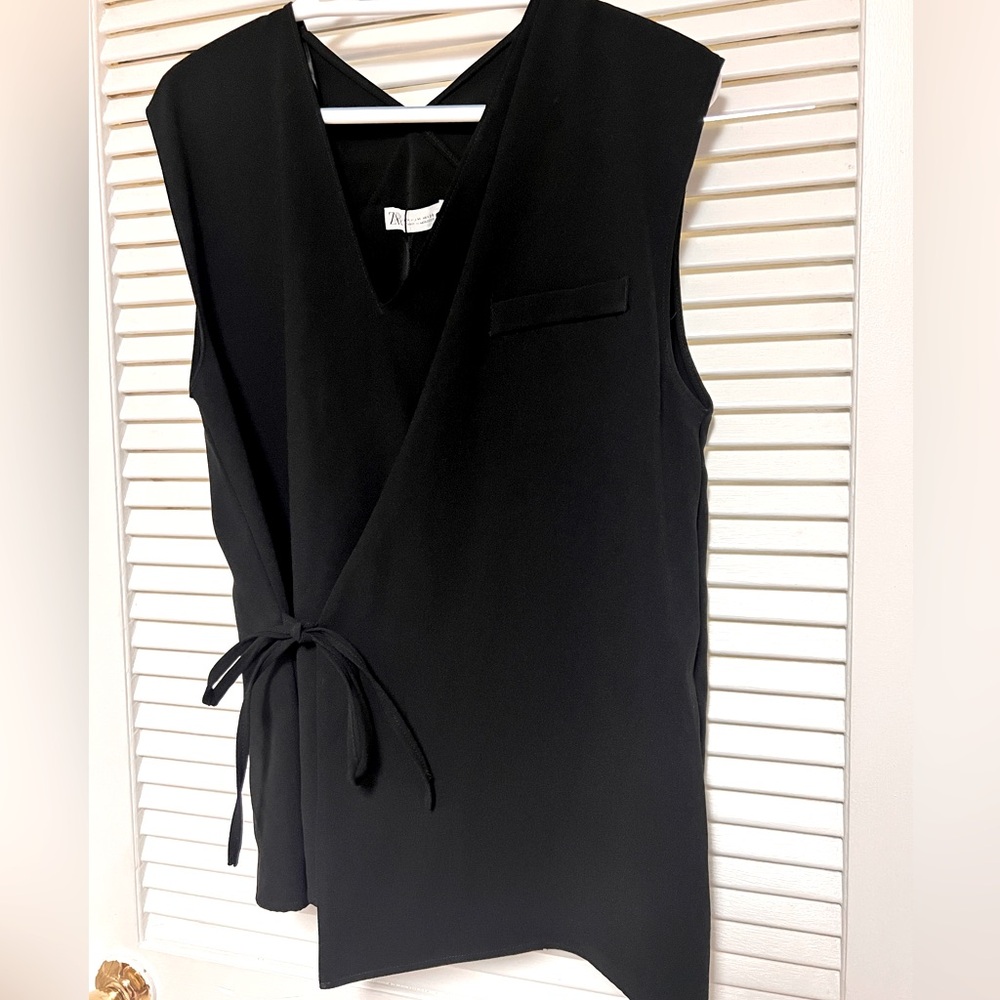 Zara vest side tie split back sleeveless top new without tags - Picture 3 of 9